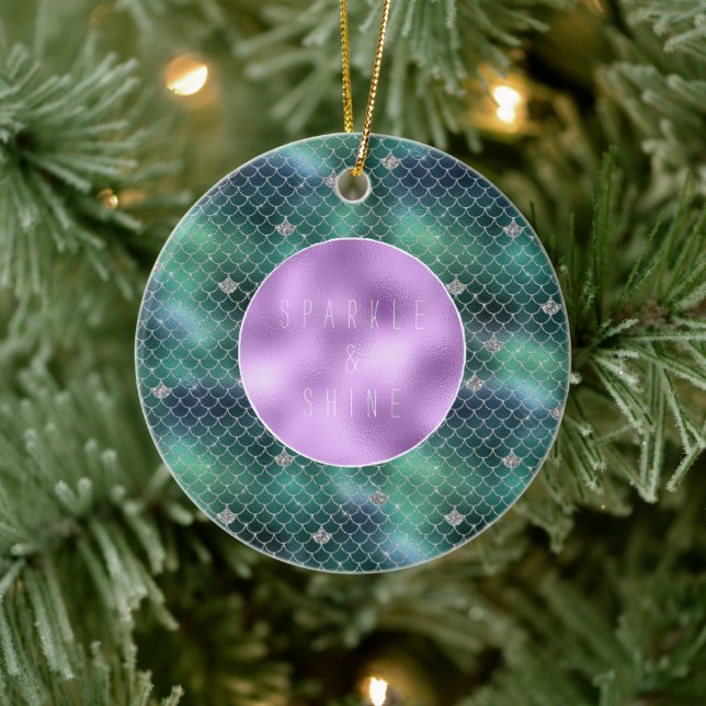 Sjöjungfru Silver Teal Ocean Glitz Julgransprydnad Keramik (Träd)