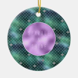 Sjöjungfru Silver Teal Ocean Glitz Julgransprydnad Keramik