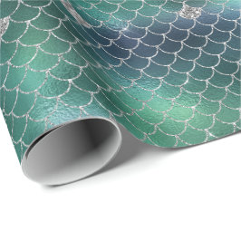 Sjöjungfru Silver Teal Ocean Glitz Presentpapper