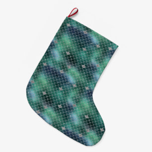 Sjöjungfru Silver Teal Ocean Glitz Stor Julstrumpa