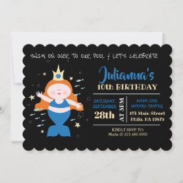 Sjöjungfru Simma Bassäng Blue Sea Life Födelsedags Inbjudningar