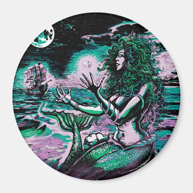 Sjöjungfru Siren Atlantis Pearl Magnet (Framsidan)