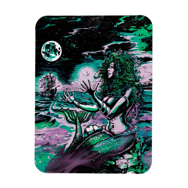 Sjöjungfru Siren Atlantis Pearl Magnet (Vertikal)