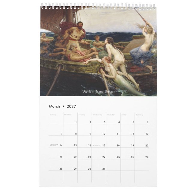 Sjöjungfru Siren Classic Paintings Calendar Kalender (Mar 2027)