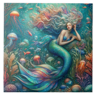 Sjöjungfru Siren's Coral Kingdom - Ocean Fantasy T Kakelplatta