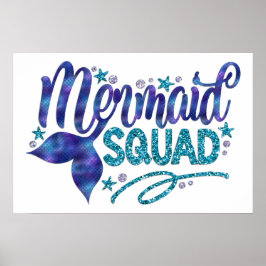 Sjöjungfru - "Sjöjungfru Squad" - Teal Faux Glitte Poster