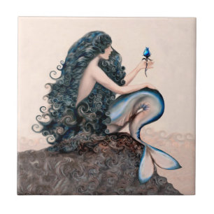 Sjöjungfru Sjöjungfruar Fantasy Myth Tile Kakelplatta