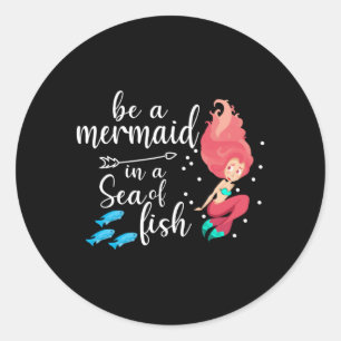 Sjöjungfru Sjöjungfruar Girl Sea Funny Birthday Gi Runt Klistermärke