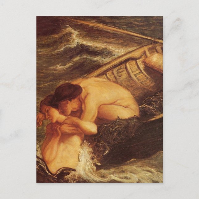 Sjöjungfru & sjöman på havet vykort (Framsida)