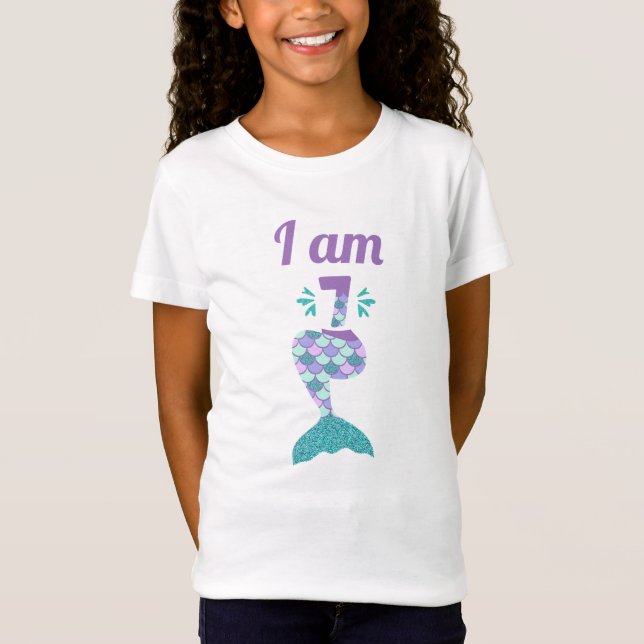 Sjöjungfru Sjunde födelsedag T Shirt (Framsida)