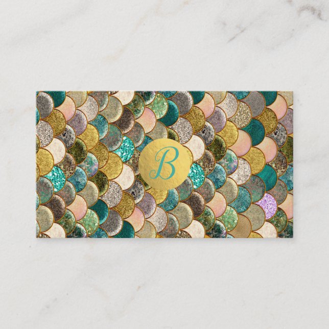 Sjöjungfru Skalar kundförmånen Guld Glitter Lojalitetskort (Framsida)