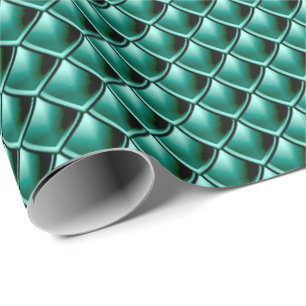 Sjöjungfru Skalar Teal Grönt Tropical Dragon Skin Presentpapper