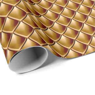 Sjöjungfru Skalor Dragon Guld Metallic Elegant Presentpapper