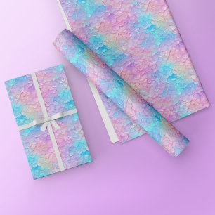 Sjöjungfru Skalor för Iridescent Flick kalas Presentpapper