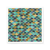 Sjöjungfru Skalor Guld Teal Turcos