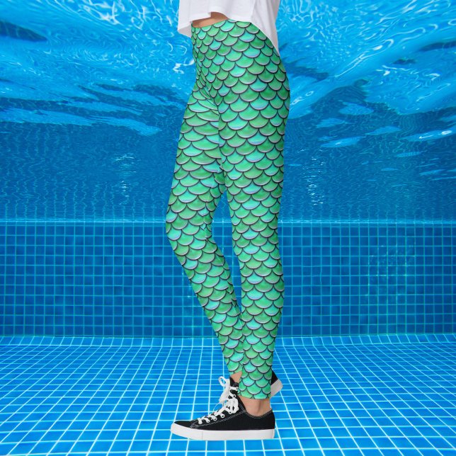 Sjöjungfru Skalor turkos Grönt mönster Leggings (Skapare uppladdad)