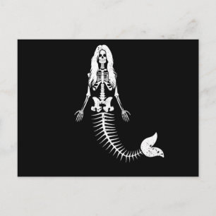 Sjöjungfru Skeleton Halloween Funny Spooky Vykort