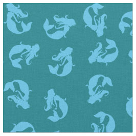 Sjöjungfru Skriv ut Fabric Blue och Teal Turcos Tyg
