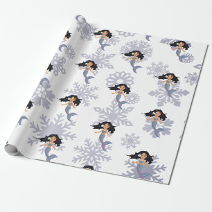Sjöjungfru Snowflake-julen Silver Presentpapper
