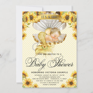 Sjöjungfru Solros Baby Shower Inbjudan