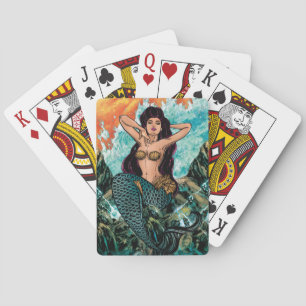 Sjöjungfru som leker kort casinokort