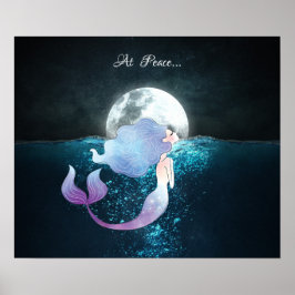Sjöjungfru som simmar i fred under hela månen poster
