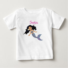 Sjöjungfru Söt Mörkt Hår Rosa Tjejlig Personlig Na T Shirt