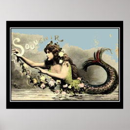 Sjöjungfru Souvenir Vintage Tourist Poster