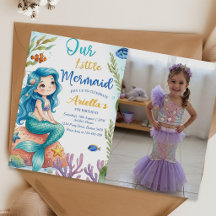 Sjöjungfru Splish Splash 4-års födelsedagsinbjudan