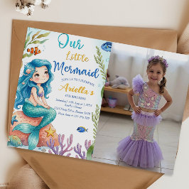Sjöjungfru Splish Splash 4-års födelsedagsinbjudan Inbjudningar