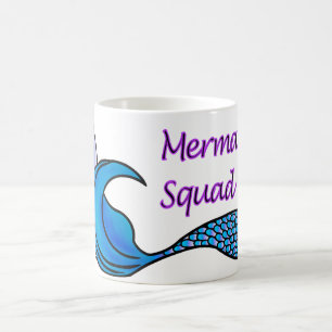 Sjöjungfru Squad med blå sjöjungfru svan på mugg