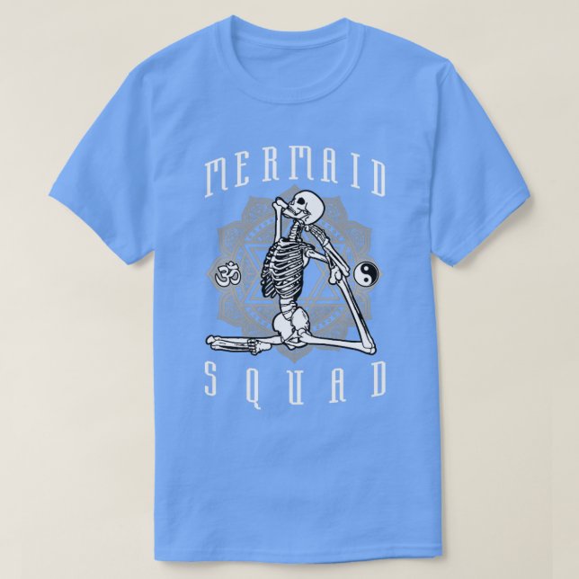 Sjöjungfru Squad Yoga Pose Skeleton Anahata Symbol T Shirt (Design framsida)