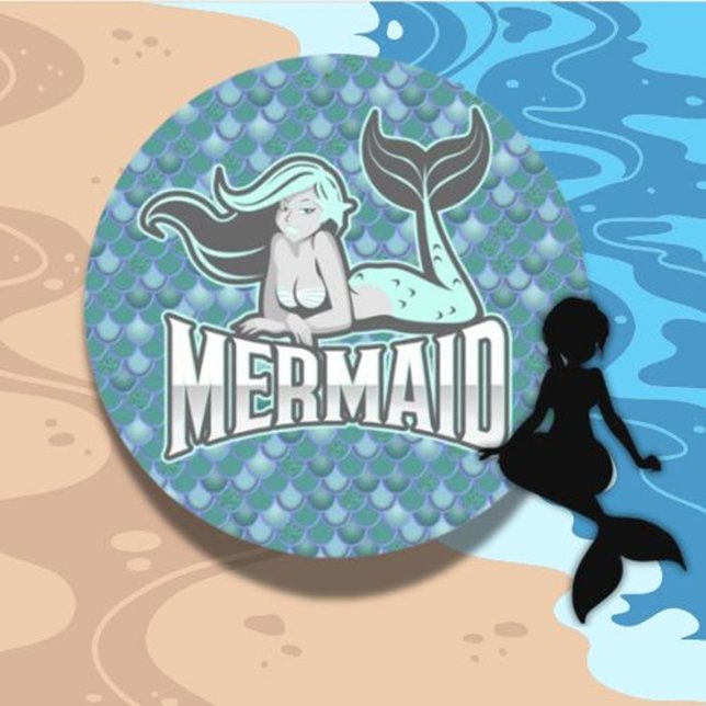 SJÖJUNGFRU STICKER Girl" Runt Klistermärke (Make every celebration magical with our Special Mermaid Party Classic Round Sticker.)