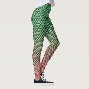 Sjöjungfru Stil ~ Grönt & röd Leggings