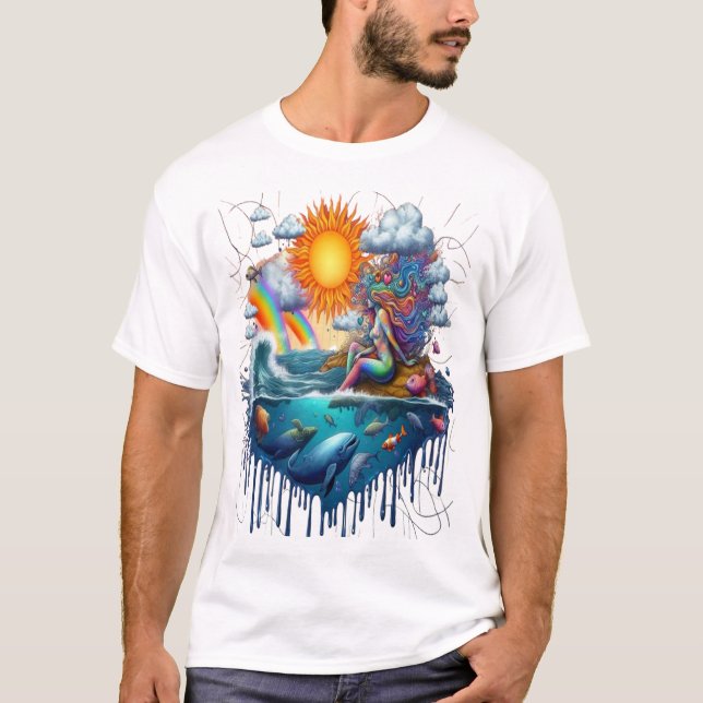 Sjöjungfru Surreal undermedveten Sol-Kissed God mo T Shirt (Framsida)