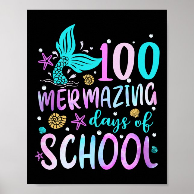 Sjöjungfru Svan 100 Mermaing Days of School Småbar Poster (Framsidan)