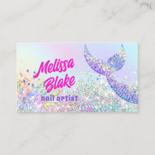sjöjungfru svan chunky pastel glitter visitkort