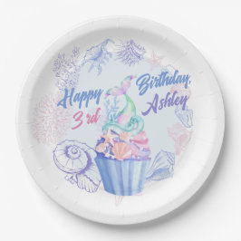 Sjöjungfru Svan Cupkaka Birthday Papper Plate