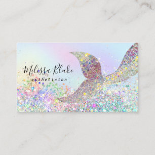 sjöjungfru svan faux pastel glitter visitkort