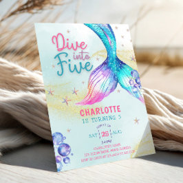 Sjöjungfru Svan indelas i fem femårsdagar Inbjudningar