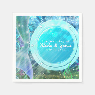 Sjöjungfru Svan Magic under Sea Födelsedagsfest Pappersservett