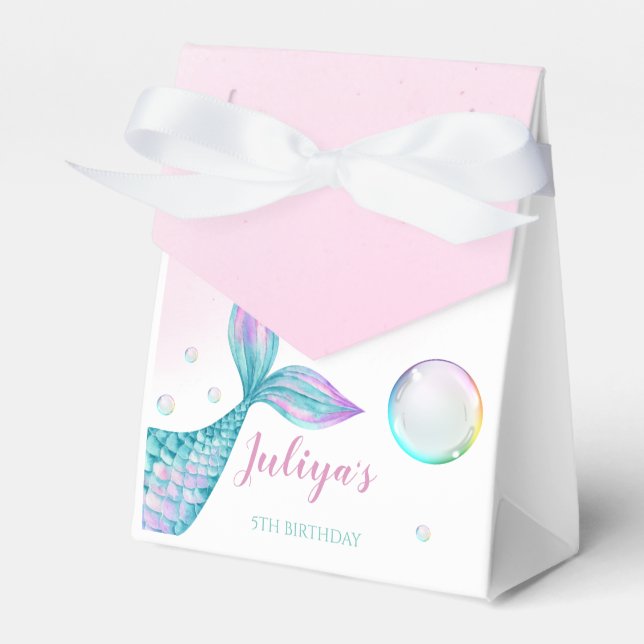 Sjöjungfru Svan med bubblor födelsedag Presentaskar (Framsidan Sidan)