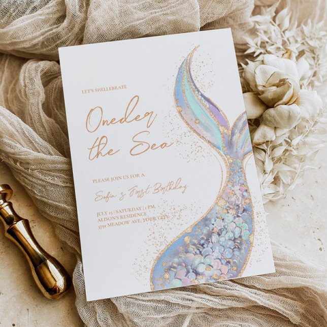 Sjöjungfru Svan Oneder Havsdagen Inbjudningar (Skapare uppladdad)