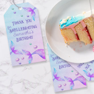 Sjöjungfru Svan Tack Shellebring Party-förmån Presentetikett