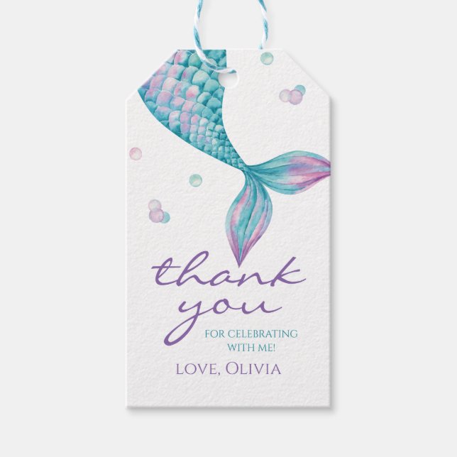 Sjöjungfru Svan under Havsdagen gynnar Märkrn Gift Presentetikett (Framsidan)