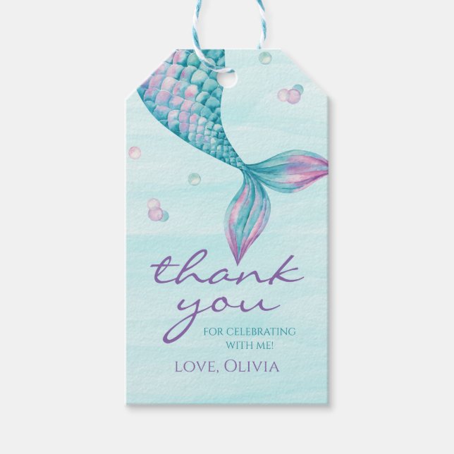 Sjöjungfru Svan under Havsdagen gynnar Märkrn Gift Presentetikett (Framsidan)