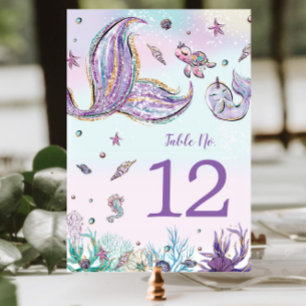 Sjöjungfru Svan under Sea Birthday Baby Shower Bordsnummer