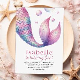 Sjöjungfru Svan under Sea Girl Birthday Inbjudningar