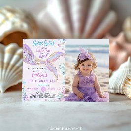 Sjöjungfru Svan under Sea Girl Birthday Photo Inbjudningar