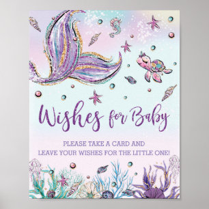Sjöjungfru Svan under Sea Önskemål för Baby-tecken Poster